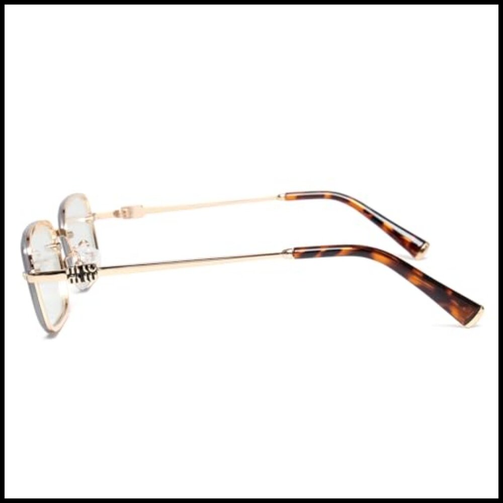 Retro Rectangle Sunglasses Y2k Chic Thin Metal Fr… - image 3